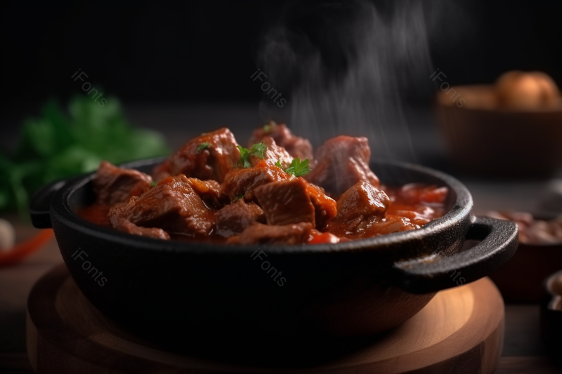 炒锅中的美味可口的红烧肉,高清,摄影图,摄影图片,图片大全,摄影图免费下载